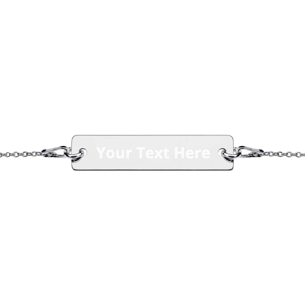 Personalized Engraved Silver Bar Chain Bracelet - Image 4