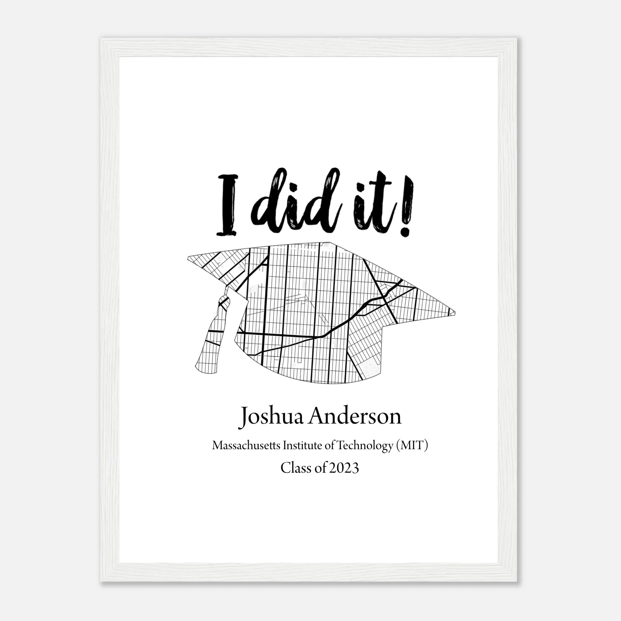 Personalized Graduation "I Did It" 12x16 Wooden Framed Poster - Image 3