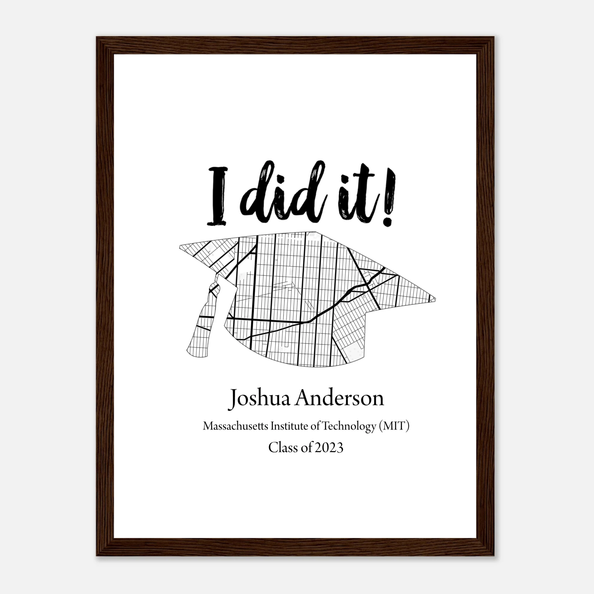 Personalized Graduation "I Did It" 12x16 Wooden Framed Poster - Image 4